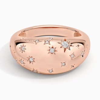 Aquarius Zodiac Constellation Diamond Dome Ring