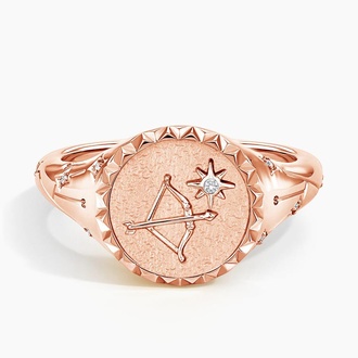 Sagittarius Zodiac Diamond Signet Ring