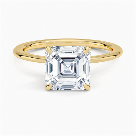 18K Yellow Gold Petite Secret Halo Diamond Ring