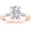 14K Rose Gold Tapered Baguette Three Stone Diamond Ring, smalltop view