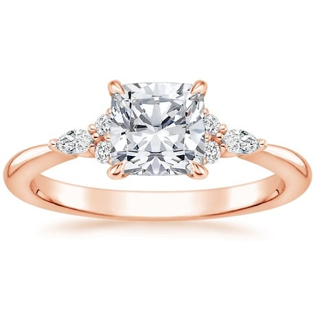 14K Rose Gold Nadia Diamond Ring with Aria Contoured Diamond Ring