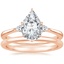 14K Rose Gold Aria Diamond Ring with Petite Comfort Fit Wedding Ring