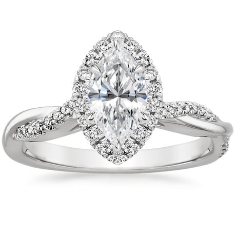 18K White Gold Petite Twisted Vine Halo Diamond Bridal Set (1/3 ct. tw.)