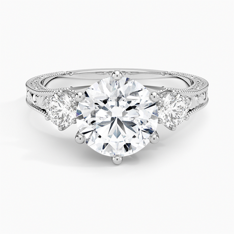 Platinum Hudson Engraved Three Stone Diamond Ring (1/3 ct. tw.)