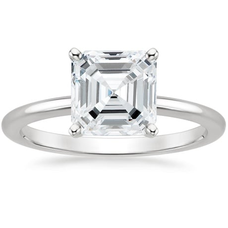 18K White Gold Four-Prong Petite Comfort Fit Ring with Whisper Eternity Diamond Ring