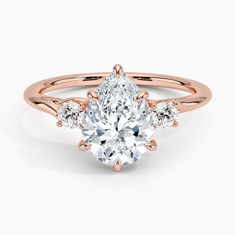 14K Rose Gold Delilah Three Stone Diamond Ring