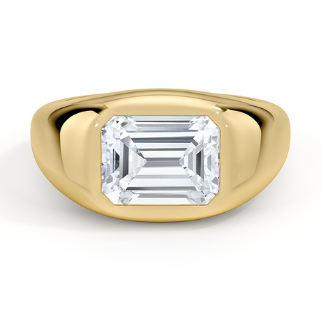 Flush Set Solitaire Diamond Dome Ring