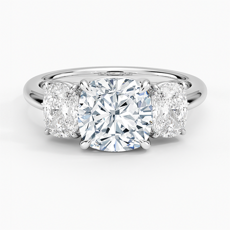 18K White Gold Luxe Faye Elongated Cushion Three Stone Diamond Ring (1 ct. tw.)