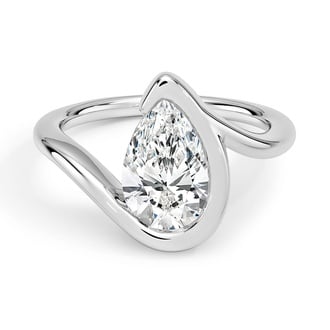 Custom Sculptural Half Bezel Diamond Ring