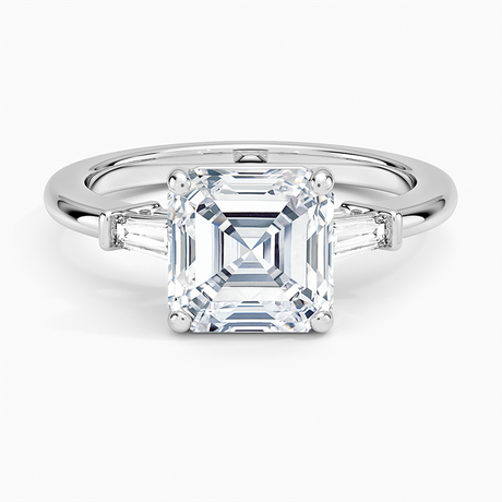 18K White Gold Symphony Tapered Baguette Three Stone Diamond Ring (1/5 ct. tw.)