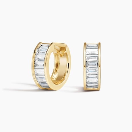 Elizabeth Taylor Baguette Lab Diamond Huggie Earrings