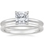 18K White Gold Secret Halo Diamond Ring with Petite Comfort Fit Wedding Ring