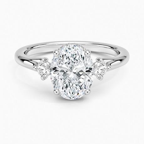 18K White Gold Floating Three Stone Diamond Ring