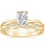 18KY Moissanite Twisted Vine Ring with Petite Twisted Vine Diamond Ring (1/8 ct. tw.), smalltop view