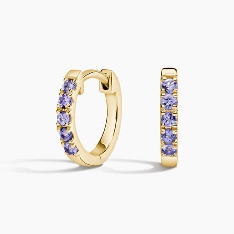 Tanzanite Huggie Hoop Earrings