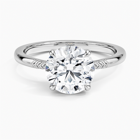 18K White Gold Laurel Engraved Ring