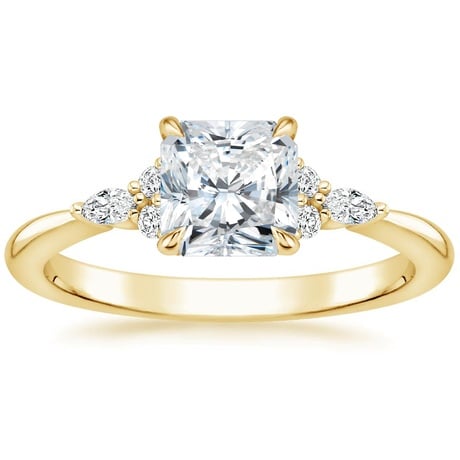 18K Yellow Gold Nadia Diamond Ring with Aria Contoured Diamond Ring