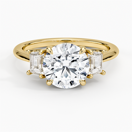 Embrace Three Stone Trapezoid Diamond Ring
