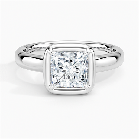 18K White Gold Andrea Bezel Prong Ring