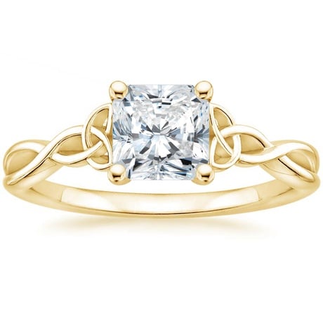 18K Yellow Gold Entwined Celtic Love Knot Ring with Celtic Knot Diamond Ring