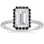 18K White Gold Waverly Halo Diamond Ring with Black Diamond Accents, smalltop view