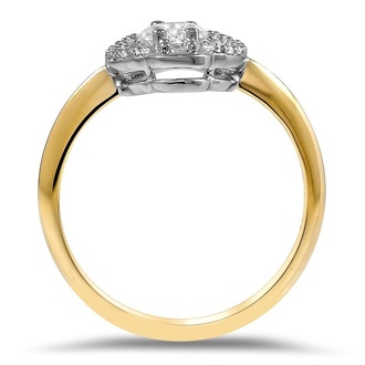 Custom Mixed Metal Star Halo Diamond Ring