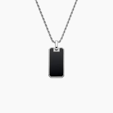 Black Onyx Tag Rope Chain Pendant