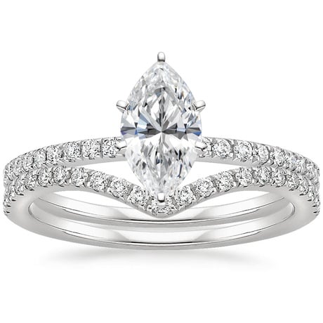 18K White Gold Ballad Diamond Ring (1/8 ct. tw.) with Flair Diamond Ring (1/6 ct. tw.)