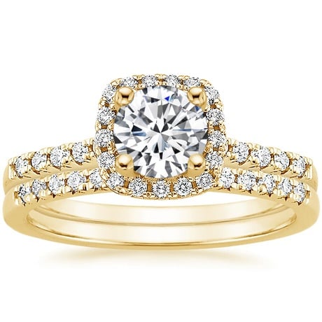 18K Yellow Gold Odessa Diamond Ring (1/5 ct. tw.) with Sonora Diamond Ring (1/8 ct. tw.)