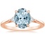 14K Rose Gold Trillion Cut Three Stone Diamond Ring, smalltop view