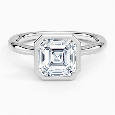 18K White Gold Freesia Bezel Solitaire Ring