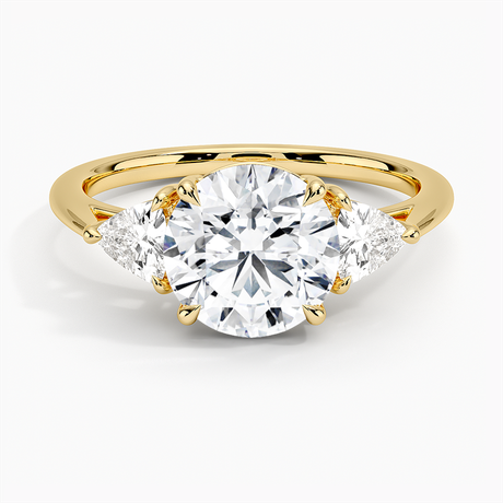 18K Yellow Gold Luxe Trillion Cut Three Stone Diamond Ring