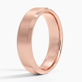 Brushed Edge Bevel 5.5mm Wedding Ring in 14K Rose Gold