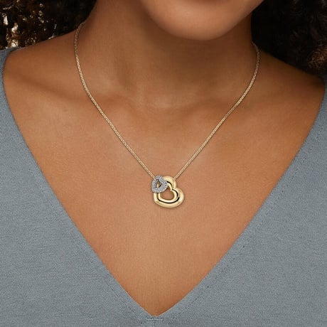 Two Hearts Lab Diamond Tube Necklace (1/3 ct. tw.)