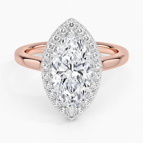 14K Rose Gold Platinum Mixed Metal Julia Halo Diamond Ring (1/5 ct. tw.)
