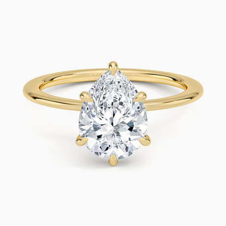 18K Yellow Gold Petite Secret Halo Diamond Ring