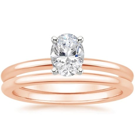 14K Rose Gold Four-Prong Petite Comfort Fit Bridal Set