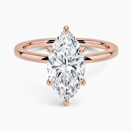 14K Rose Gold Secret Halo Six-Prong Diamond Ring