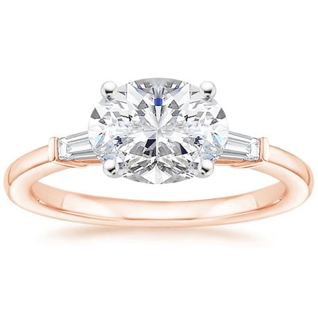 14K Rose Gold East West Tapered Baguette Diamond Ring