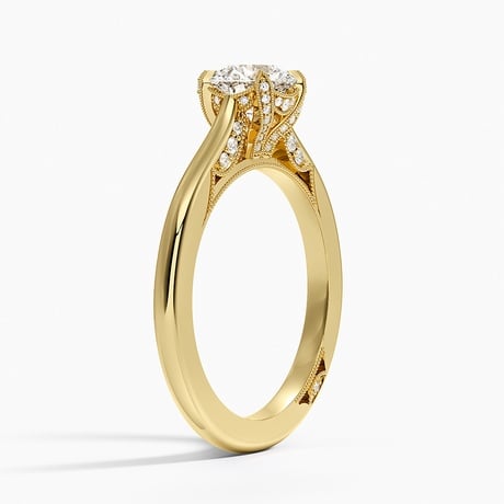 Cathedral Shoulder Diamond Accented Prong Setting