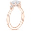 14K Rose Gold Floating Three Stone Diamond Ring, smallside view