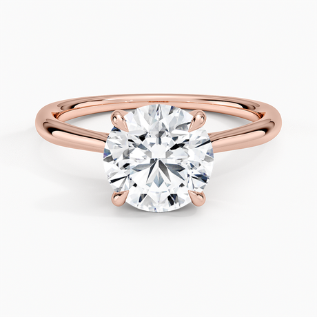 14K Rose Gold Freesia Cathedral Solitaire Ring