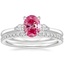 Platinum Perfect Fit Three Stone Pear Diamond Ring with Luxe Ballad Diamond Ring