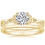 18K Yellow Gold Entwined Celtic Love Knot Ring with Petite Comfort Fit Wedding Ring