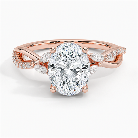 14K Rose Gold Petite Twisted Willow Diamond Ring