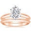 14KR Moissanite Six-Prong Classic Bridal Set, smalltop view