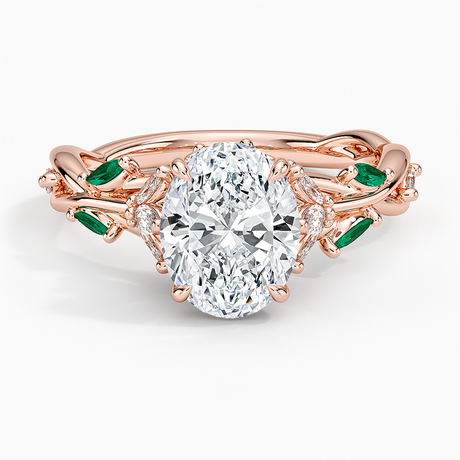 14K Rose Gold Secret Garden Lab Emerald and Diamond Ring (1/4 ct. tw.)
