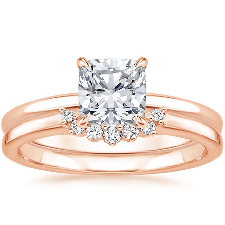 14K Rose Gold Elodie Ring with Crescent Diamond Ring