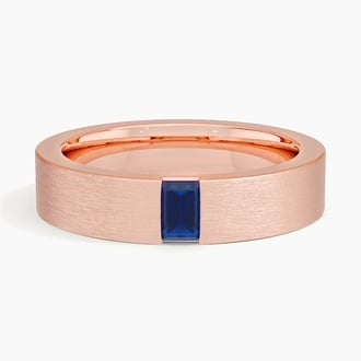Luxe Apollo Sapphire 4.5mm Wedding Ring in 14K Rose Gold