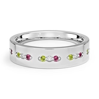 Custom Multi Color Natural Sapphire and Lab Diamond Bold Band